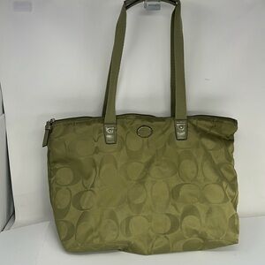 Coach 77322 Sage Green Getaway Signature Nylon Travel Shoulder Zip Tote Bag